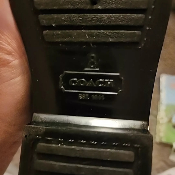 Coach Boots Tara Tall Black Gloss Rubber Rain Boots Size 8 - Picture 10 of 16